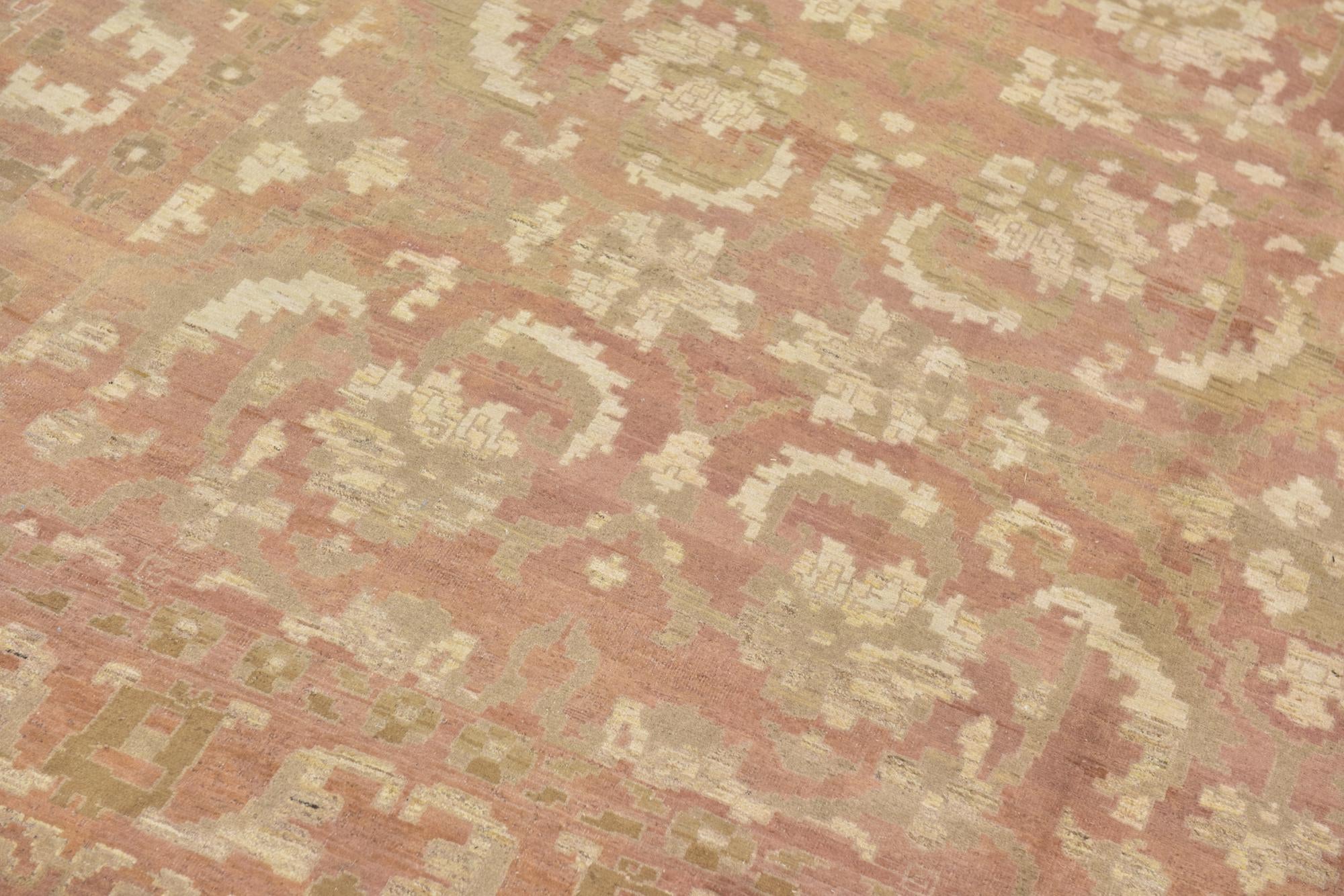12' 9 x 19' 2 Hand Knotted Oushak Wool Rug
