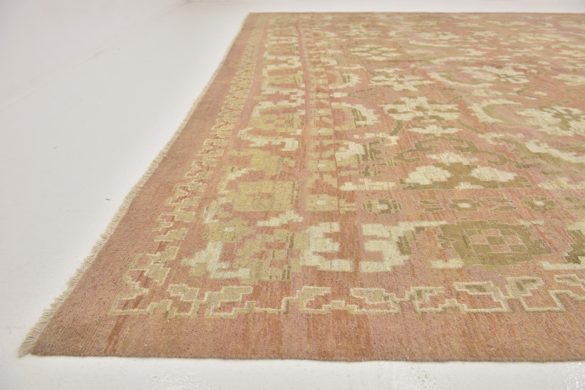 12' 9 x 19' 2 Hand Knotted Oushak Wool Rug