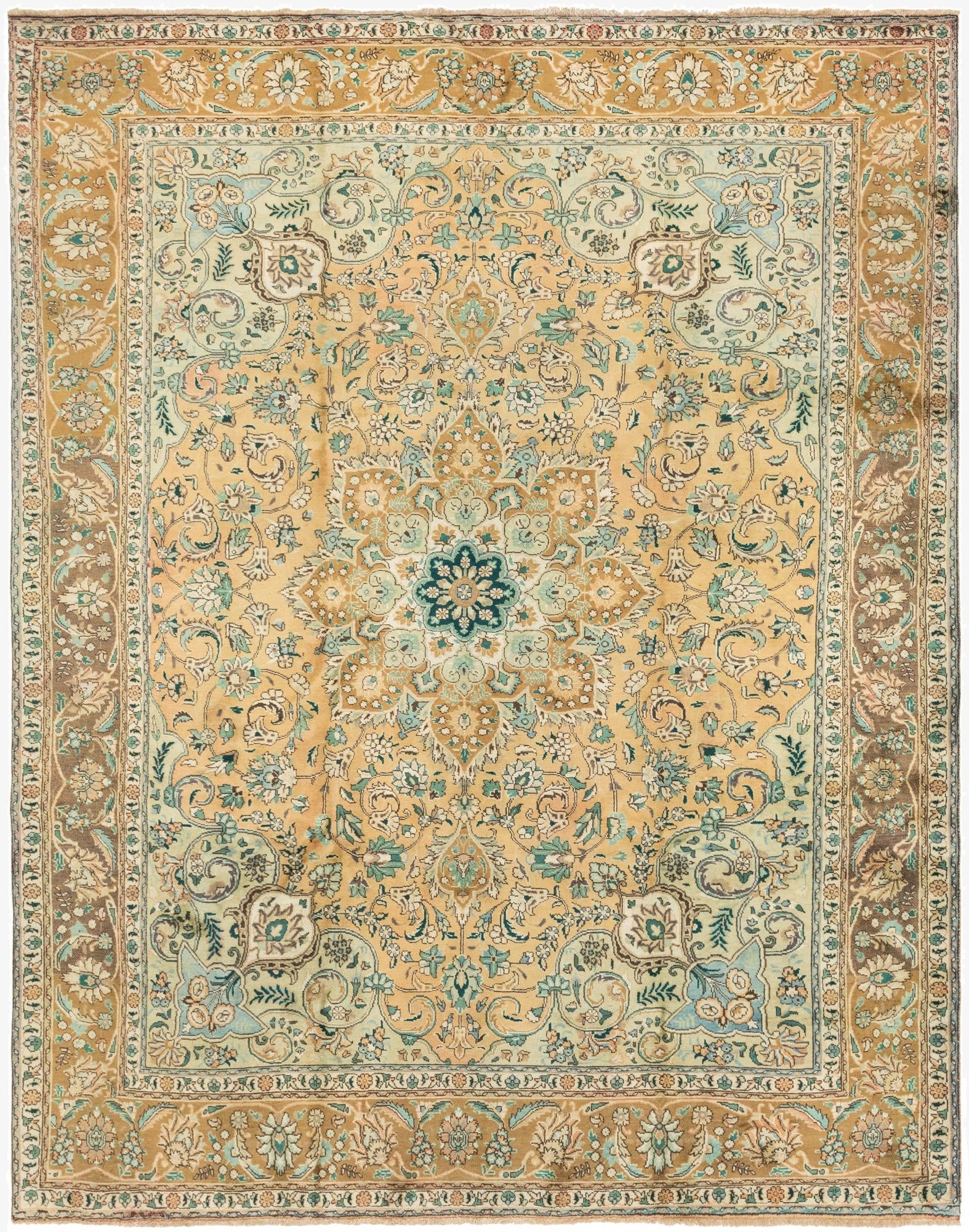 9' 9 x 12' 9  Hand Knotted Tabriz Persian Wool Rug