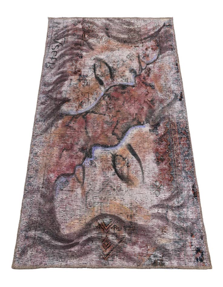 Detail image of 3' 2 x 4'  Hand Knotted Ultra Vintage Persian Wool Rug