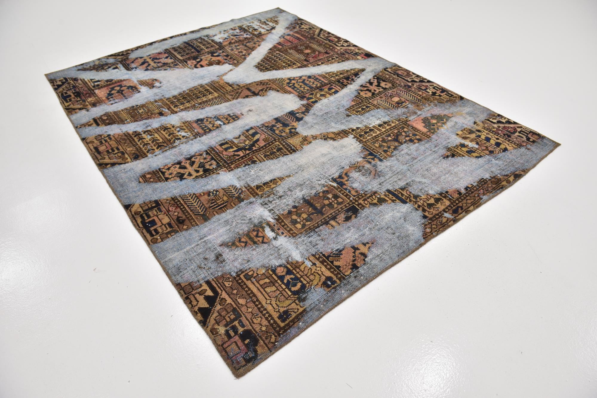 6' 7 x 8' 7 Hand Knotted Ultra Vintage Persian Wool Rug