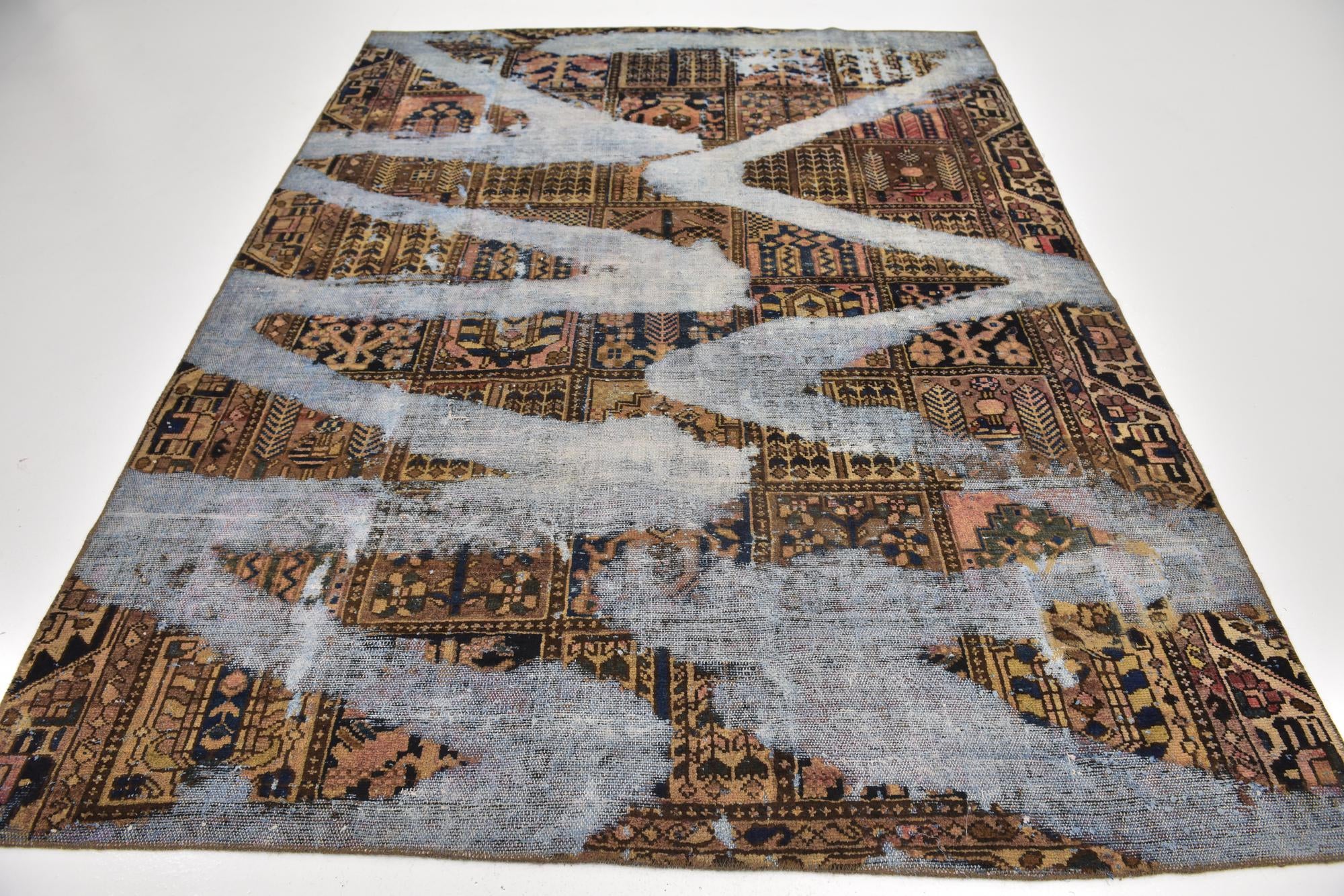 6' 7 x 8' 7 Hand Knotted Ultra Vintage Persian Wool Rug