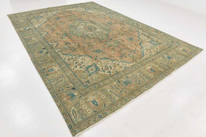 9' 1 x 13' Hand Knotted Ultra Vintage Persian Wool Rug