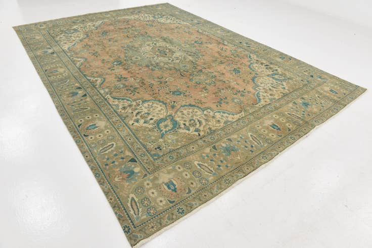 Detail image of 9' 1 x 13' Hand Knotted Ultra Vintage Persian Wool Rug