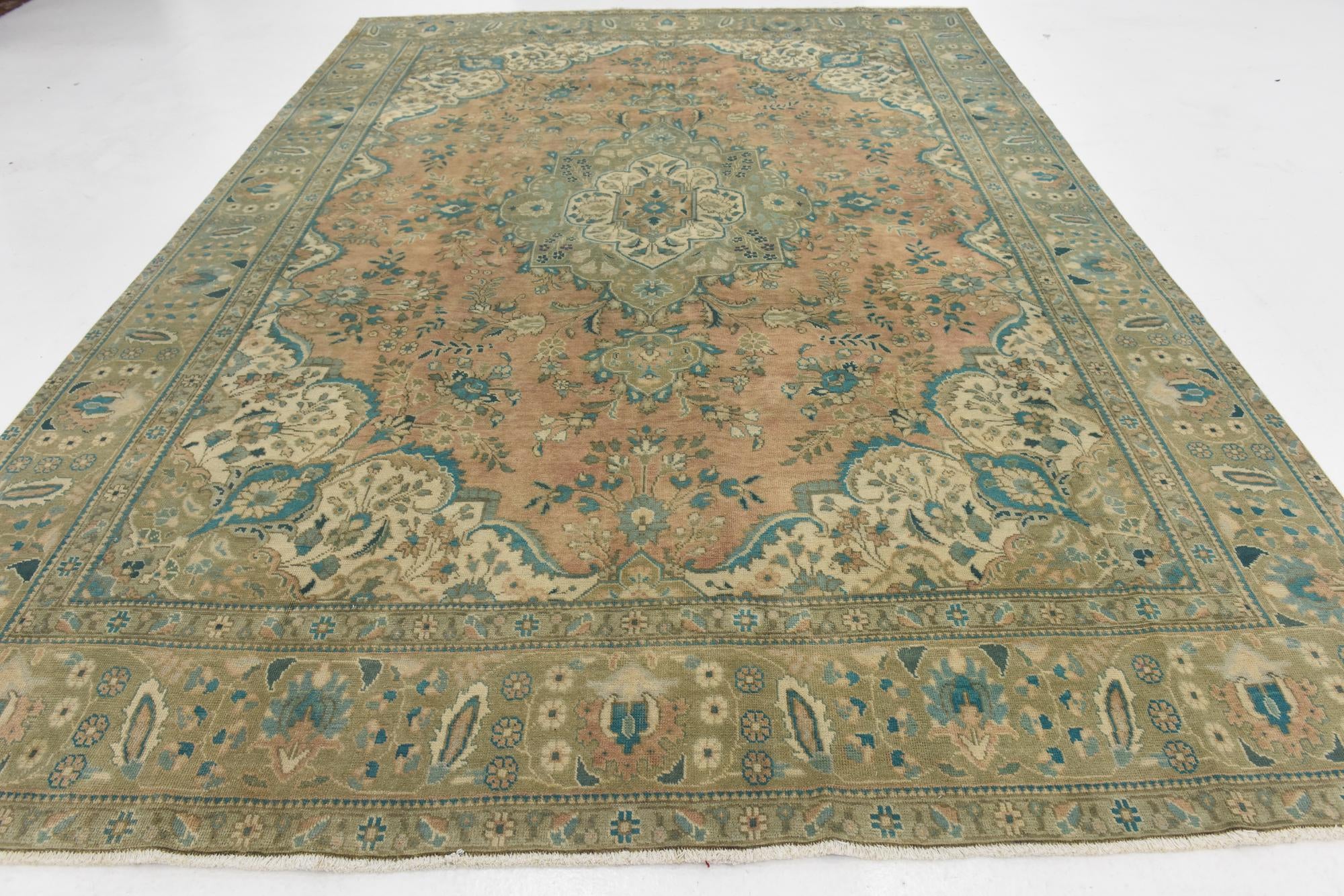 9' 1 x 13' Hand Knotted Ultra Vintage Persian Wool Rug
