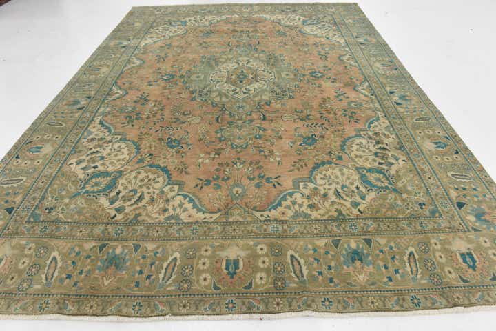 9' 1 x 13' Hand Knotted Ultra Vintage Persian Wool Rug