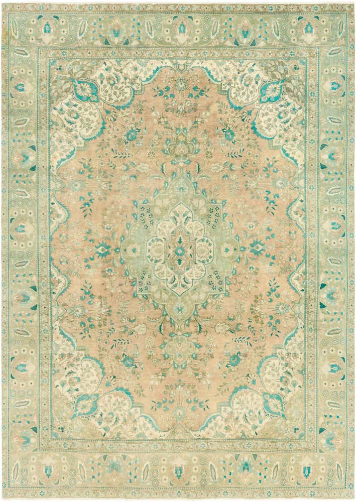 9' 1 x 13' Hand Knotted Ultra Vintage Persian Wool Rug