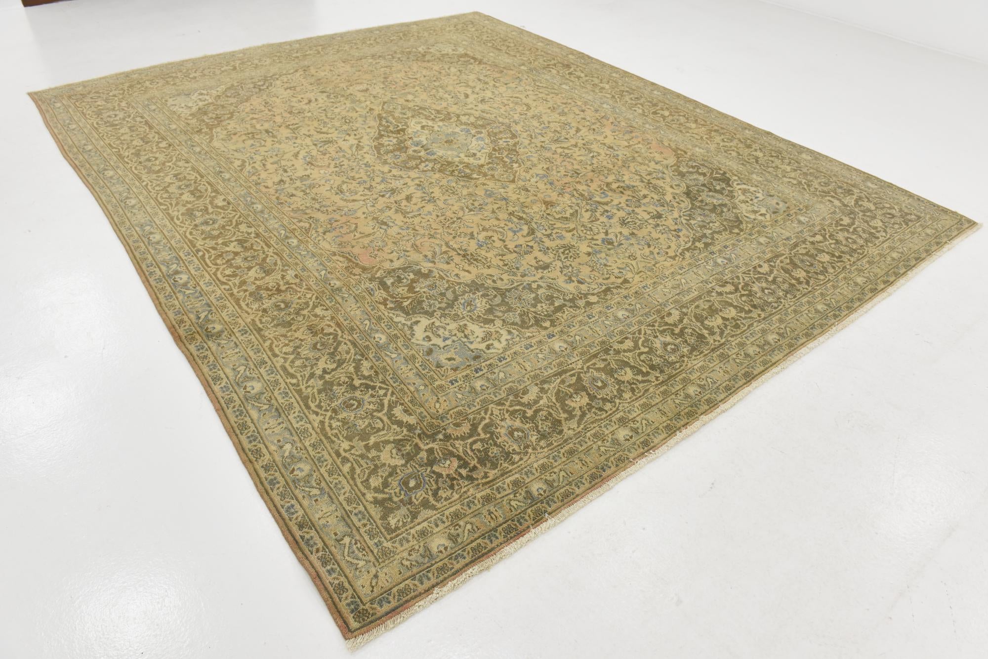 9' 8 x 12' 1 Hand Knotted Ultra Vintage Persian Wool Rug
