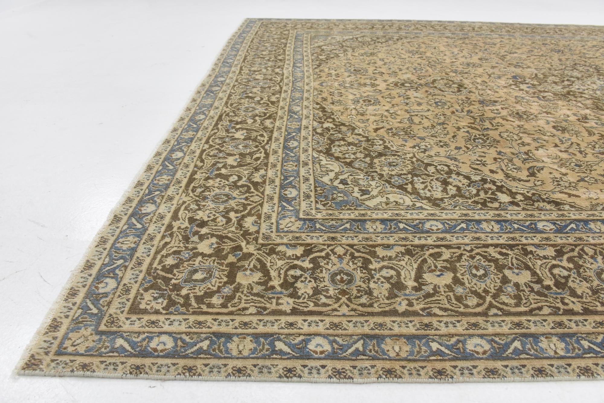 9' 3 x 12' 1 Hand Knotted Ultra Vintage Persian Wool Rug