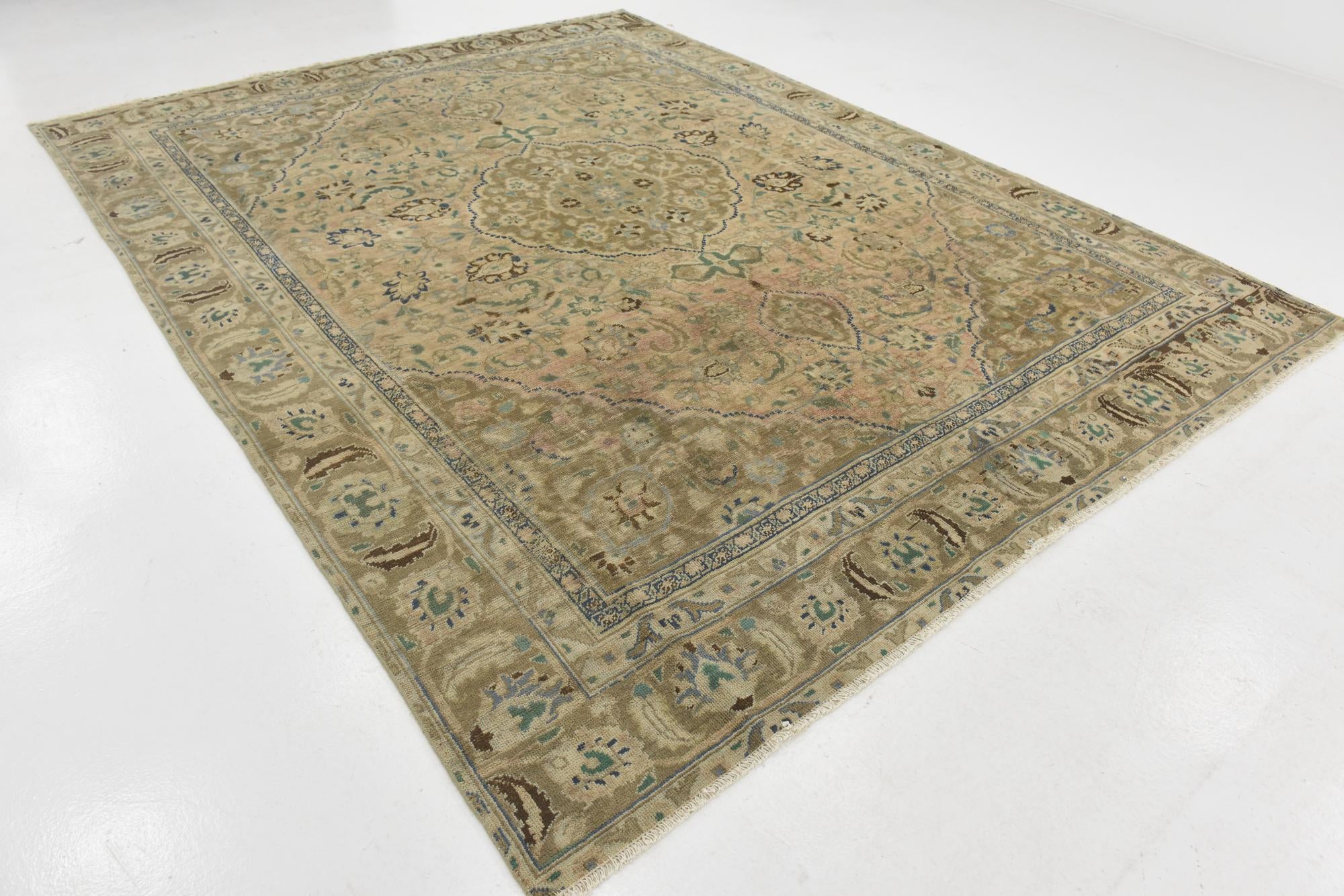 9' x 11' 9 Hand Knotted Ultra Vintage Persian Wool Rug