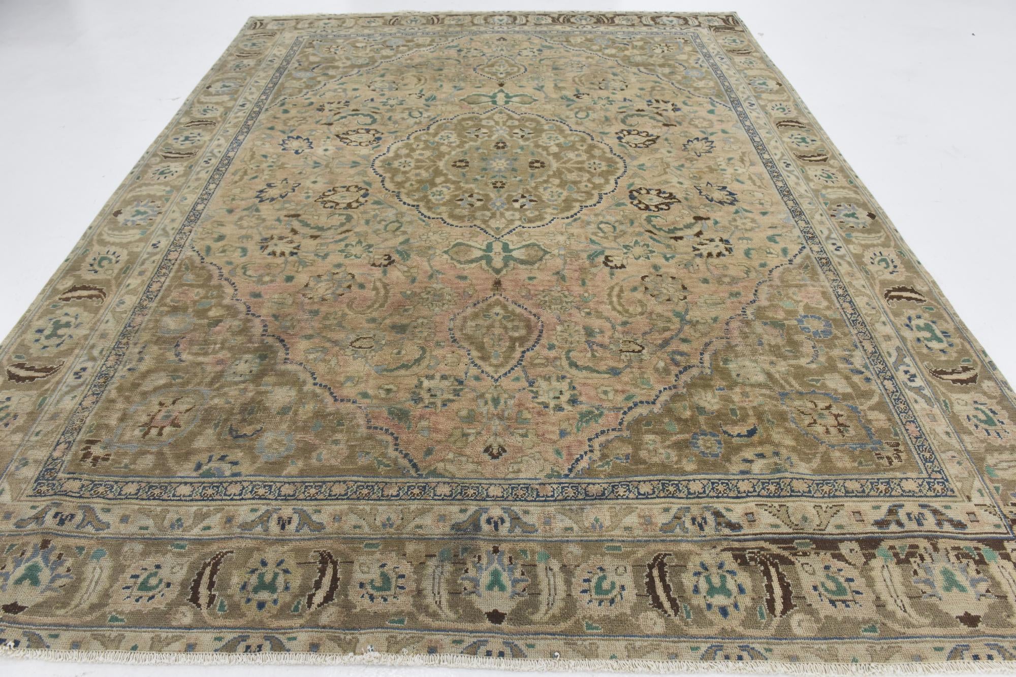 9' x 11' 9 Hand Knotted Ultra Vintage Persian Wool Rug
