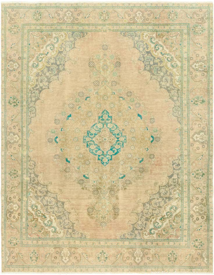Detail image of 9' 6 x 12' Hand Knotted Ultra Vintage Persian Wool Rug