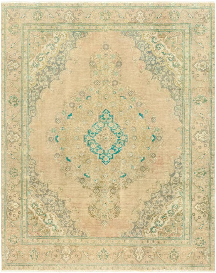 Detail image of 9' 6 x 12' Hand Knotted Ultra Vintage Persian Wool Rug