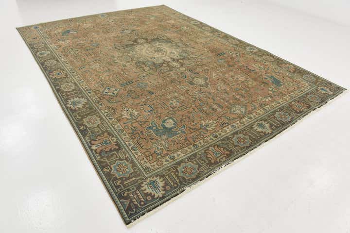 9' x 12' 5 Hand Knotted Ultra Vintage Persian Wool Rug