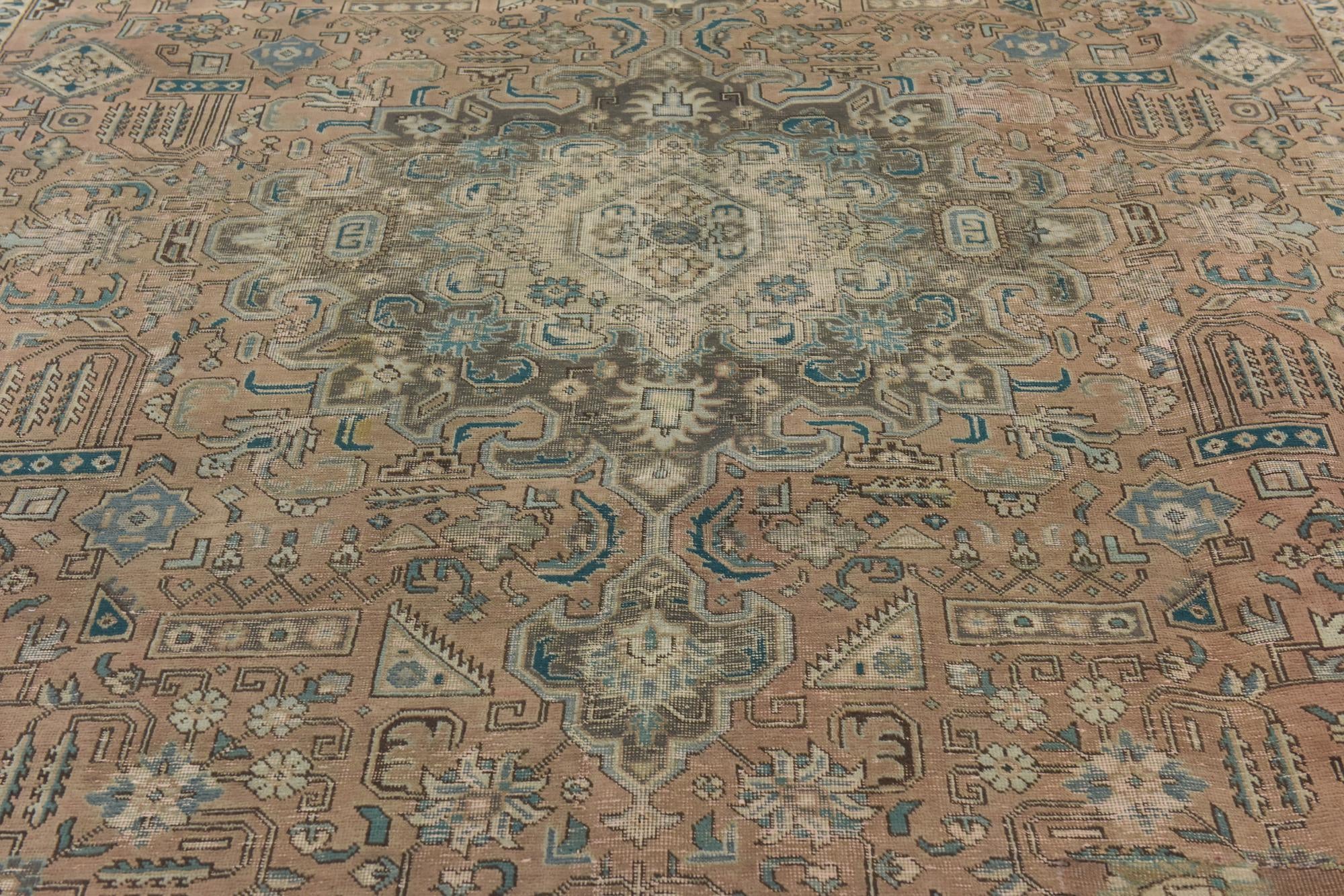 9' x 12' 5 Hand Knotted Ultra Vintage Persian Wool Rug