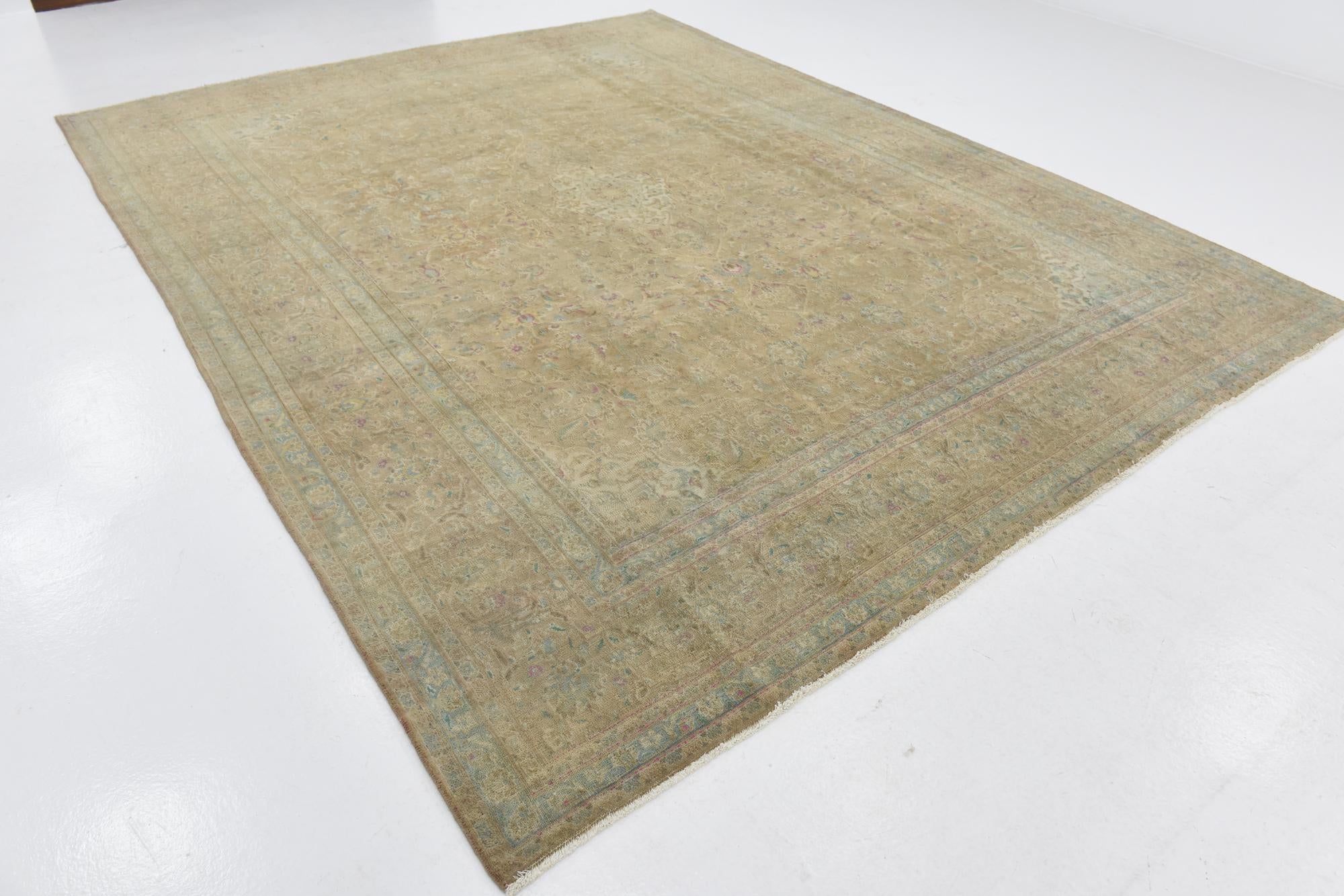 9' 7 x 12' 6 Hand Knotted Ultra Vintage Persian Wool Rug