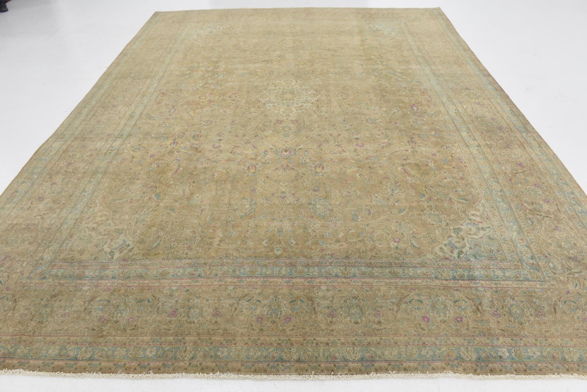 9' 7 x 12' 6 Hand Knotted Ultra Vintage Persian Wool Rug