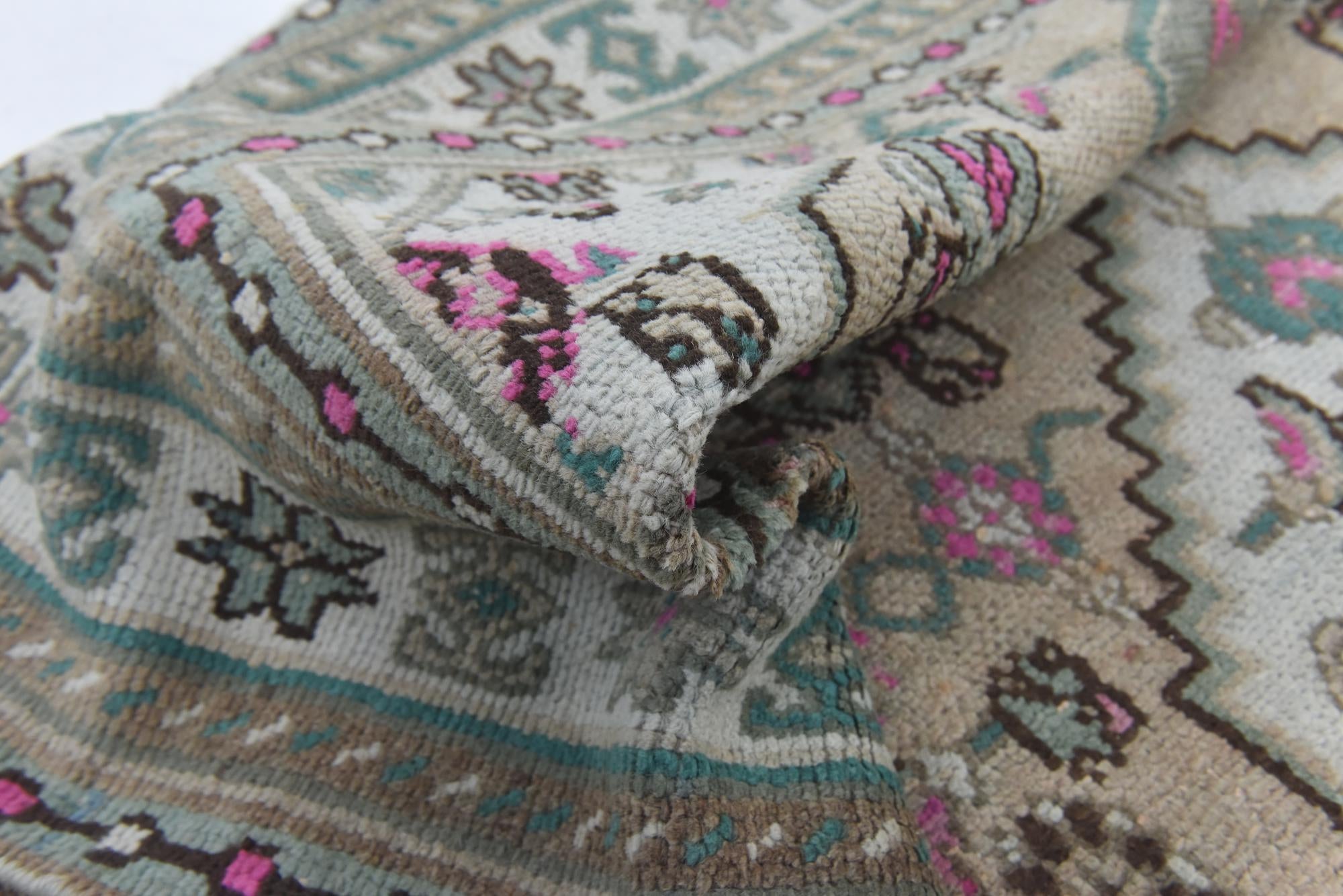 6' 8 x 9' 6 Hand Knotted Ultra Vintage Persian Wool Rug