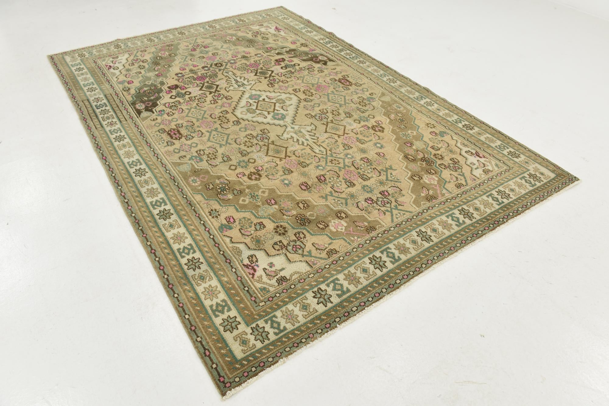6' 8 x 9' 6 Hand Knotted Ultra Vintage Persian Wool Rug