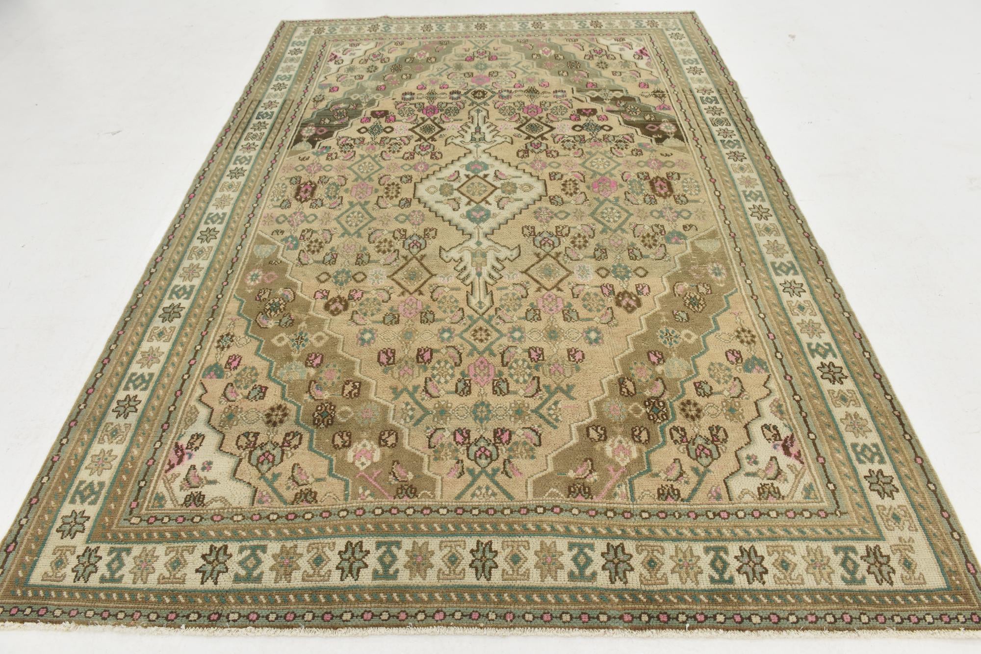 6' 8 x 9' 6 Hand Knotted Ultra Vintage Persian Wool Rug