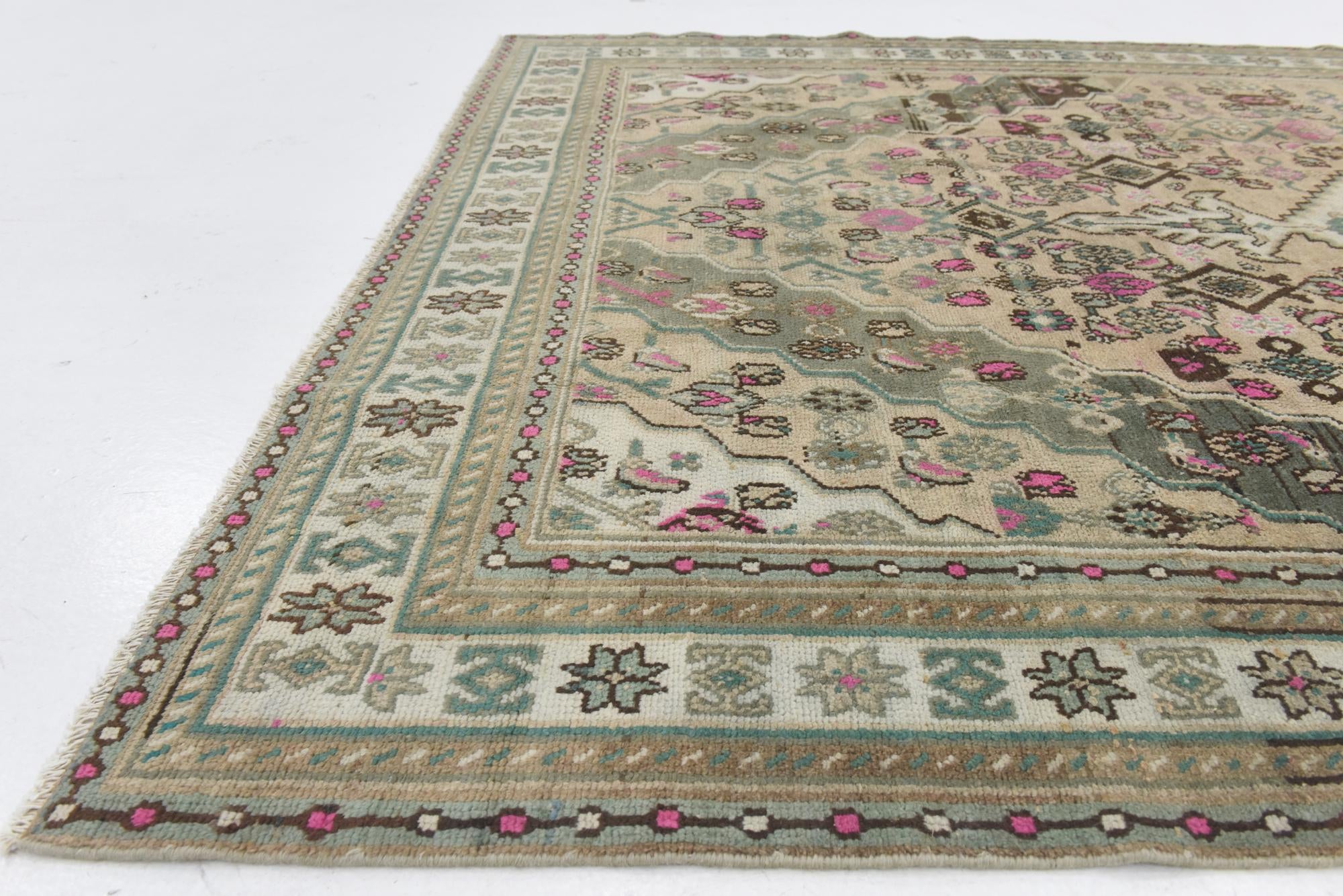 6' 8 x 9' 6 Hand Knotted Ultra Vintage Persian Wool Rug