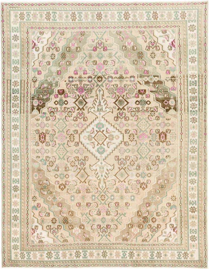 Detail image of 6' 8 x 9' 6 Hand Knotted Ultra Vintage Persian Wool Rug