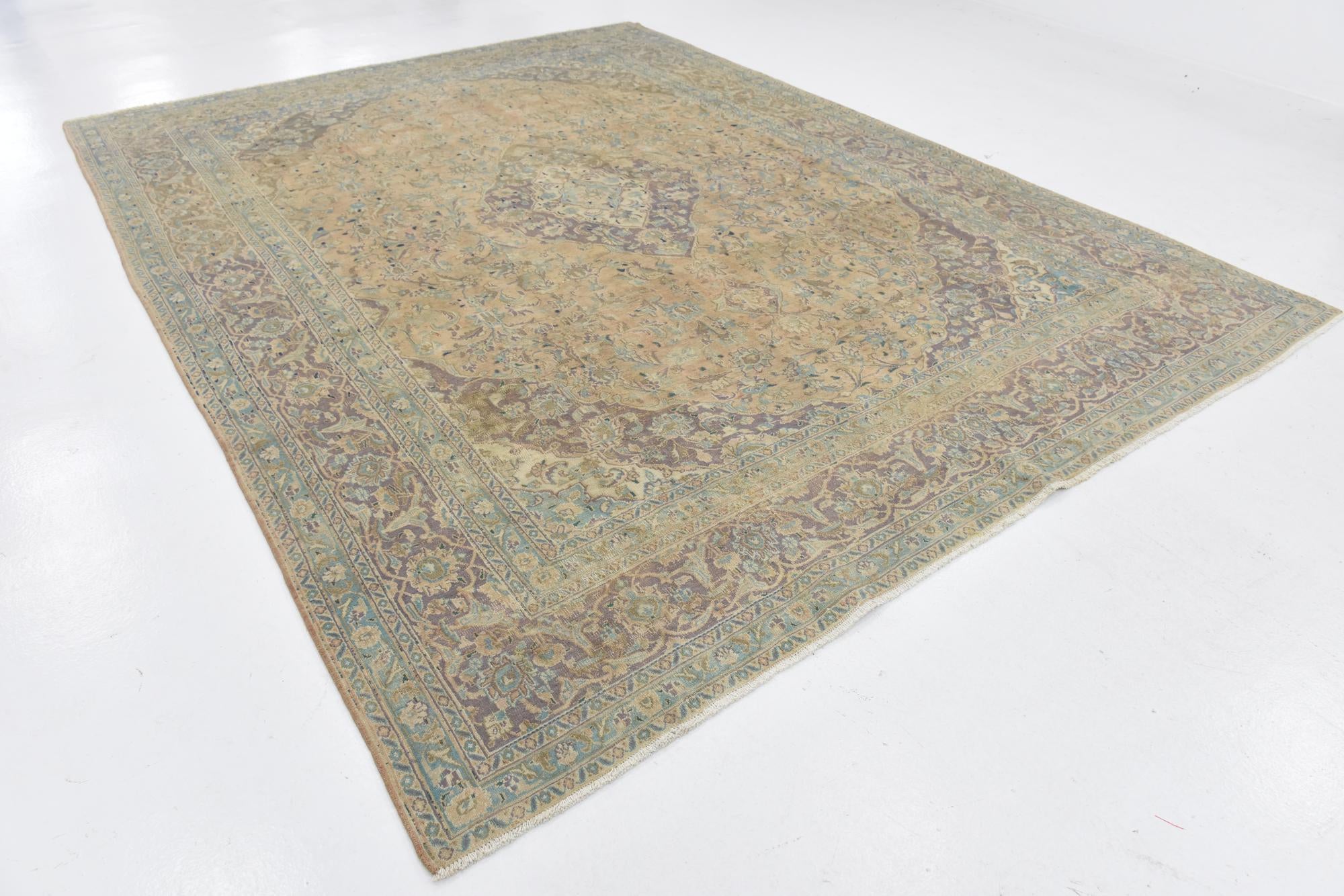9' 4 x 12' 6 Hand Knotted Ultra Vintage Persian Wool Rug
