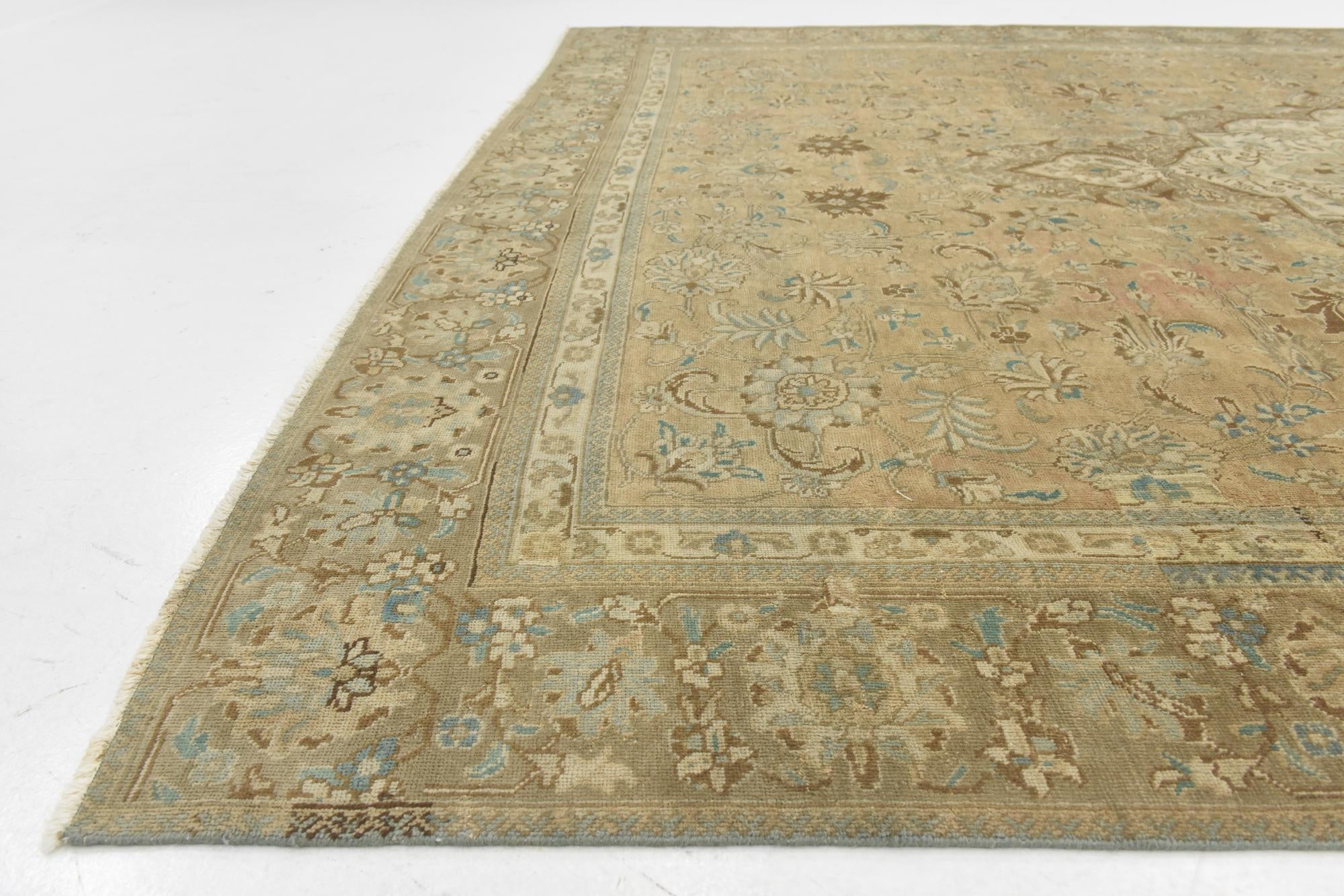 9' 3 x 12' 5 Hand Knotted Ultra Vintage Persian Wool Rug