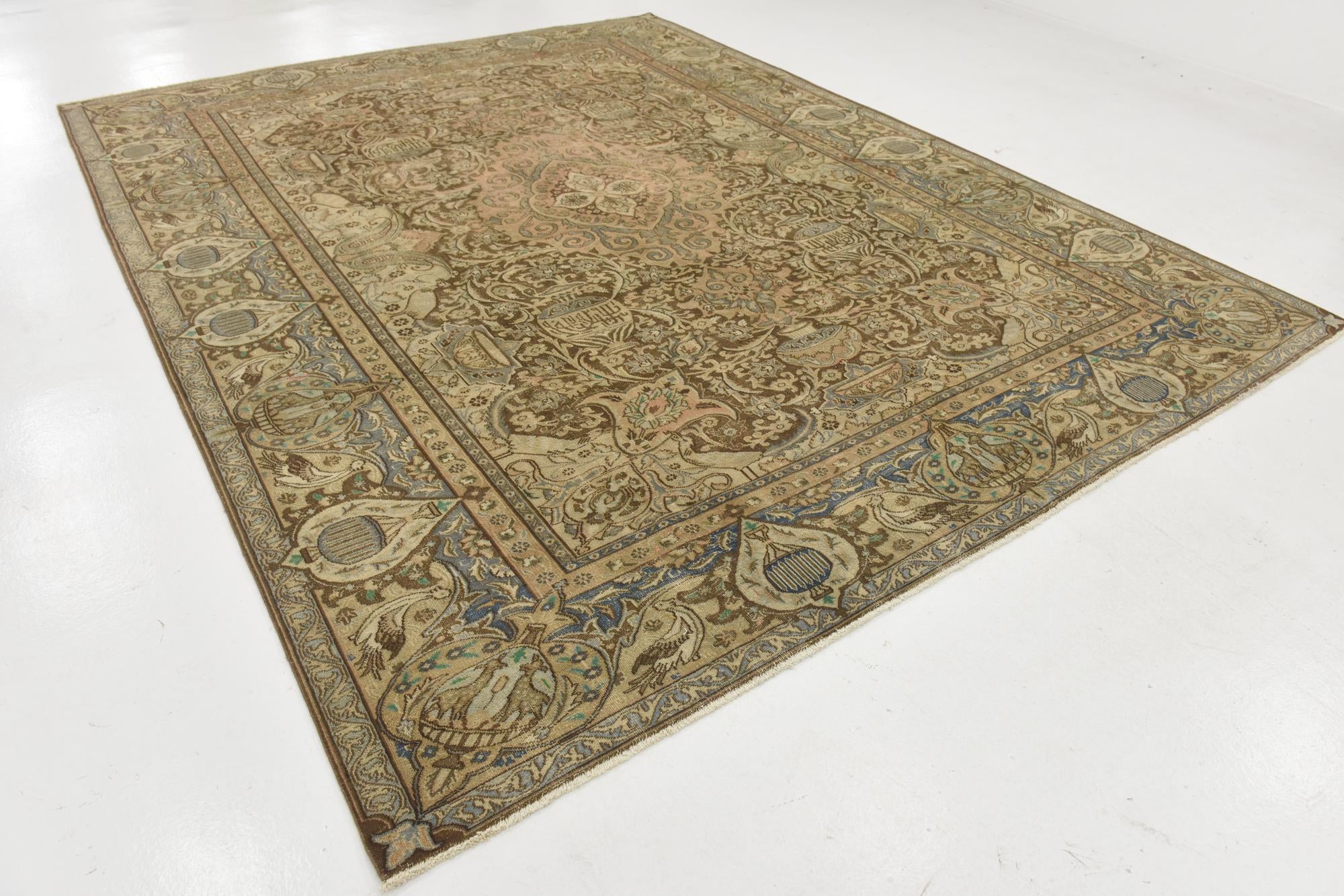 9' 7 x 12' 3 Hand Knotted Ultra Vintage Persian Wool Rug