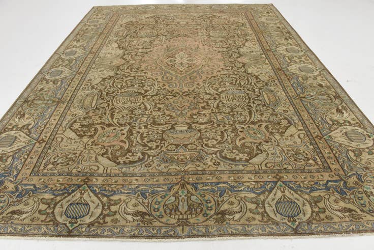 Detail image of 9' 7 x 12' 3 Hand Knotted Ultra Vintage Persian Wool Rug