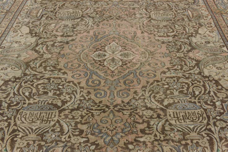 Detail image of 9' 7 x 12' 3 Hand Knotted Ultra Vintage Persian Wool Rug