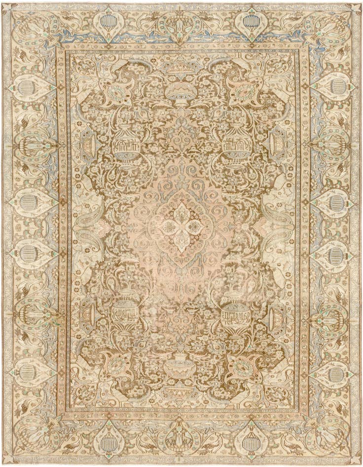 Detail image of 9' 7 x 12' 3 Hand Knotted Ultra Vintage Persian Wool Rug