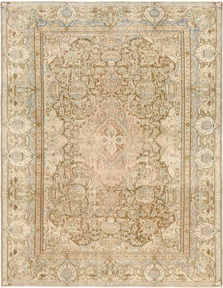 Detail image of 9' 7 x 12' 3 Hand Knotted Ultra Vintage Persian Wool Rug