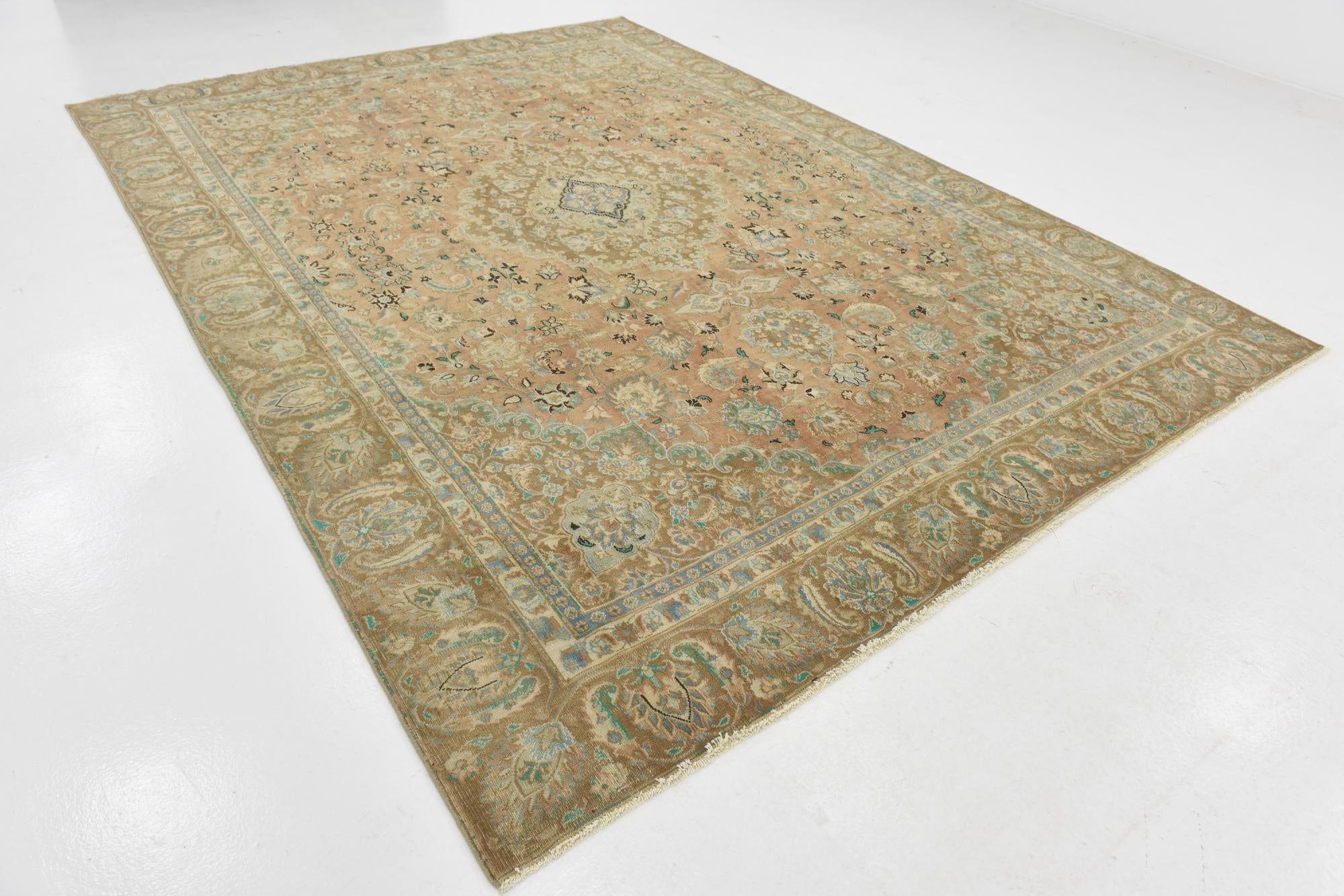 8' 9 x 12' 3 Hand Knotted Ultra Vintage Persian Wool Rug