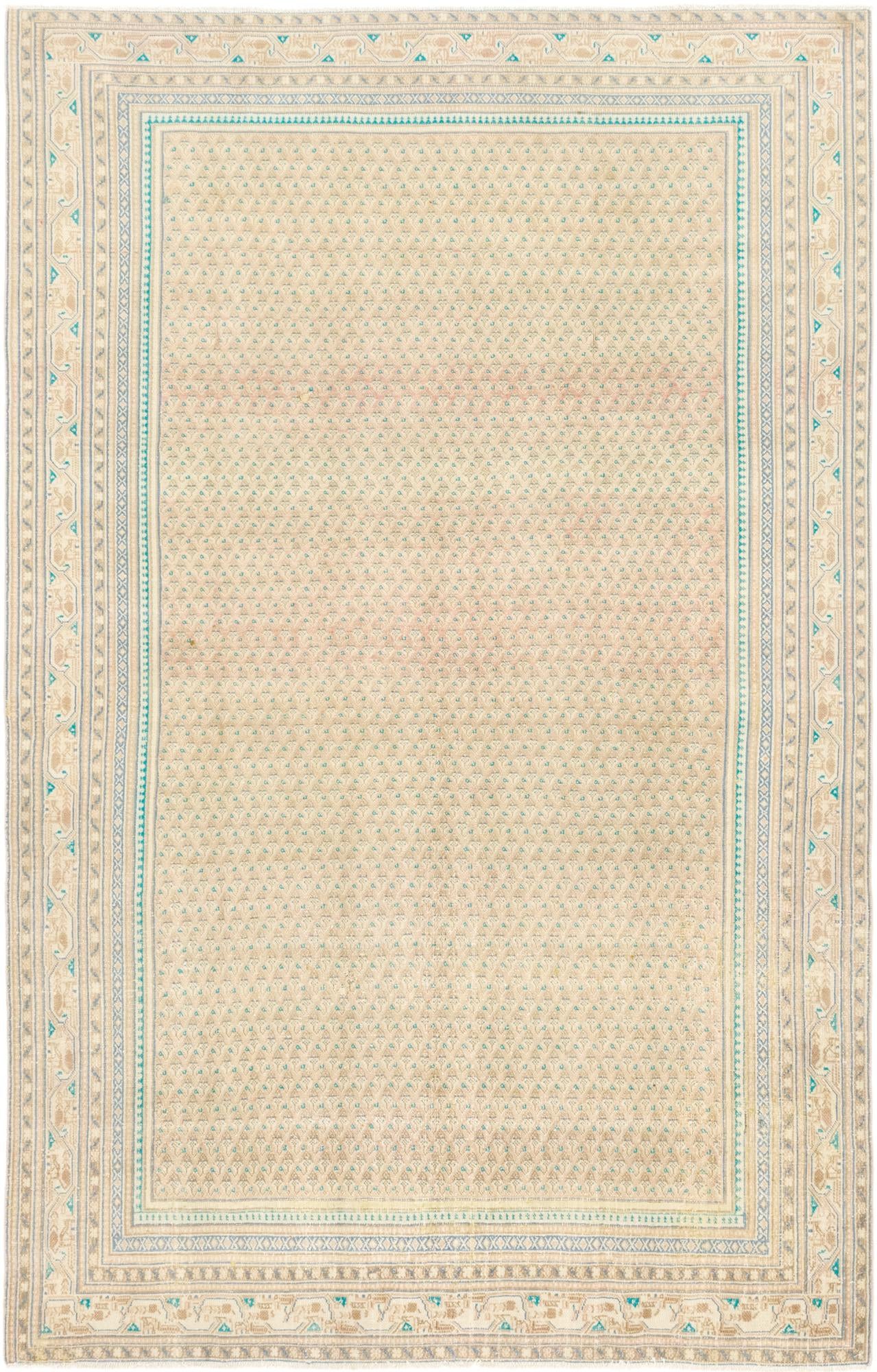 6' x 9' 6 Hand Knotted Ultra Vintage Persian Wool Rug