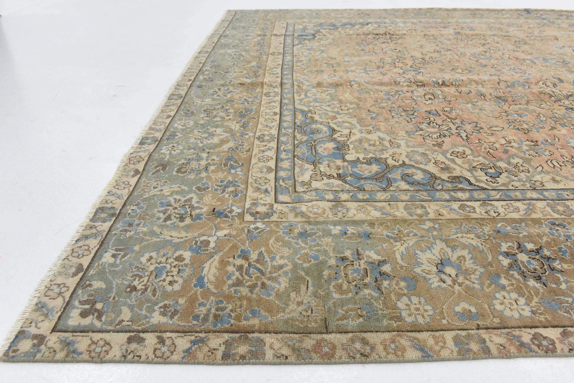 9' 3 x 13' Hand Knotted Ultra Vintage Persian Wool Rug