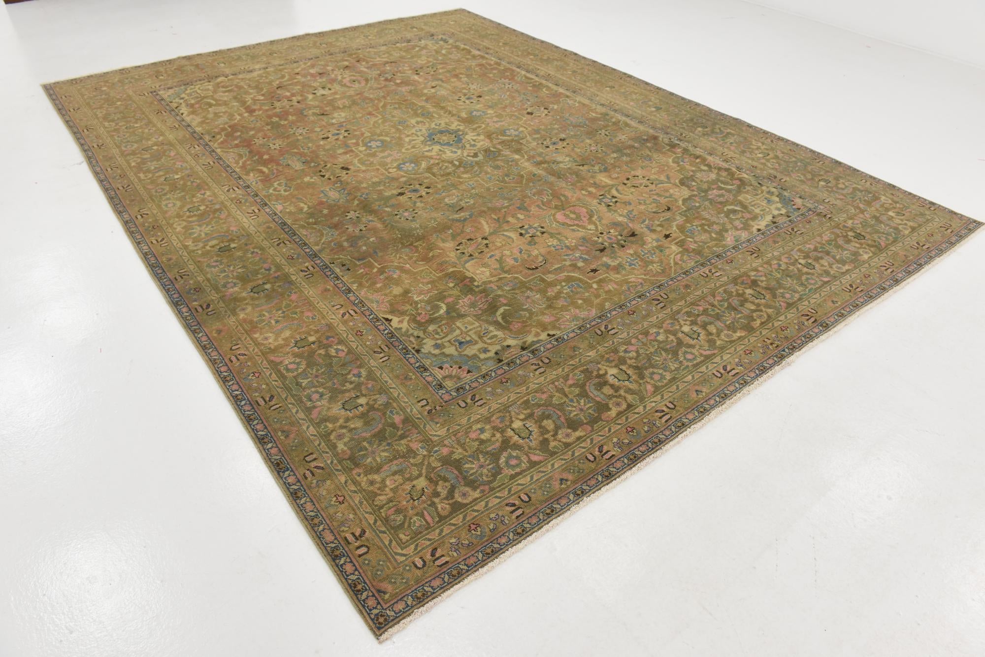 9' 6 x 12' 5 Hand Knotted Ultra Vintage Persian Wool Rug