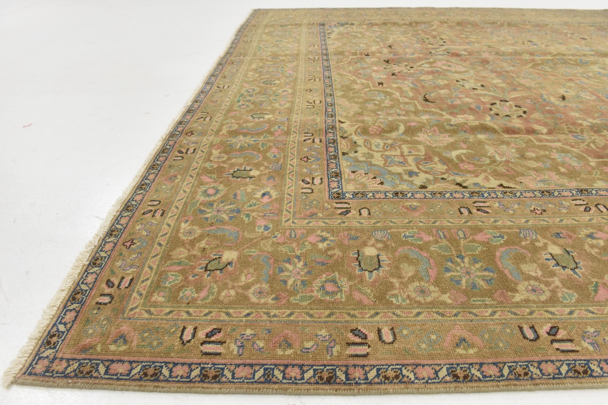 9' 6 x 12' 5 Hand Knotted Ultra Vintage Persian Wool Rug