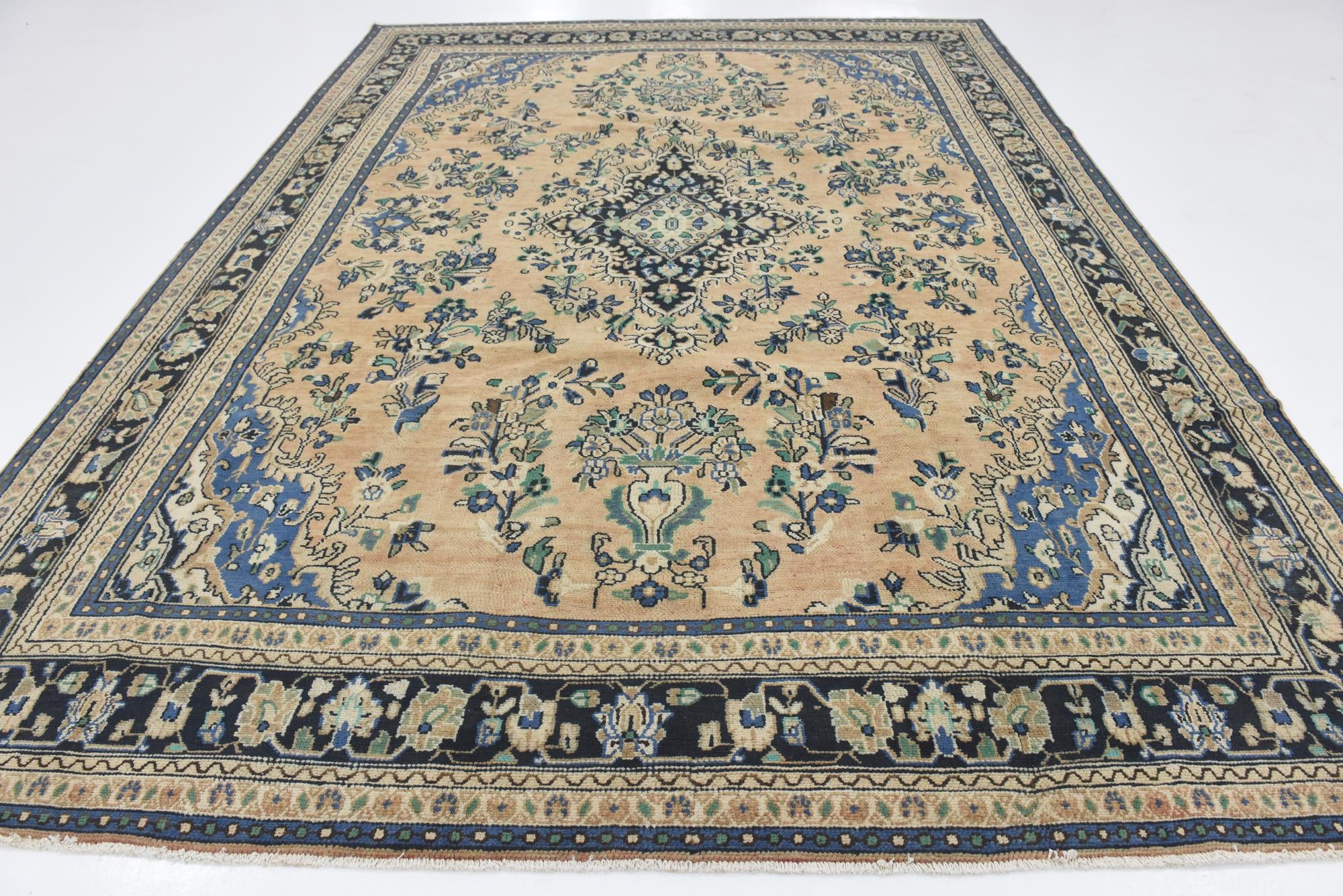 9' x 12' Hand Knotted Ultra Vintage Persian Wool Rug
