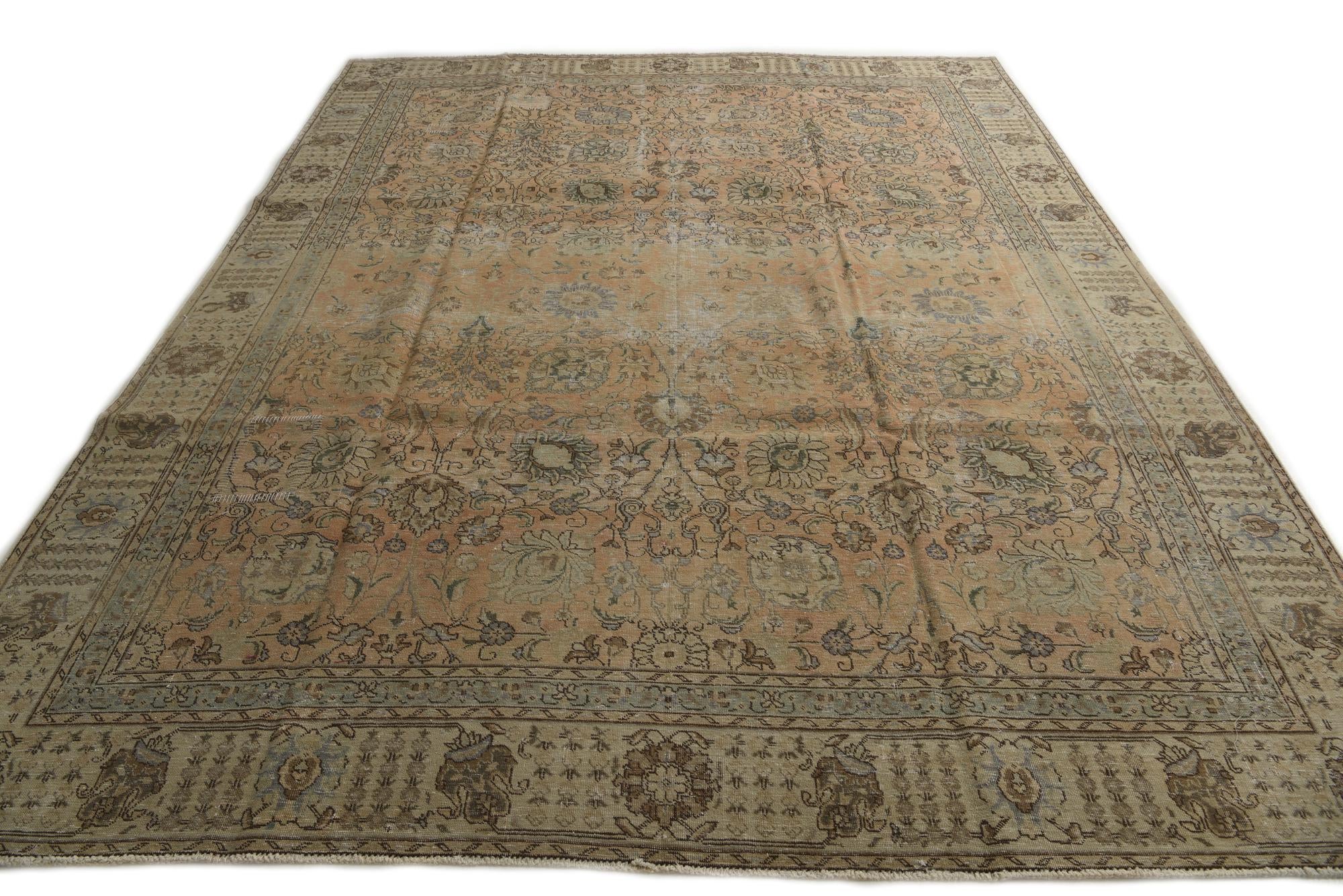 9' x 11' 10 Hand Knotted Ultra Vintage Persian Wool Rug