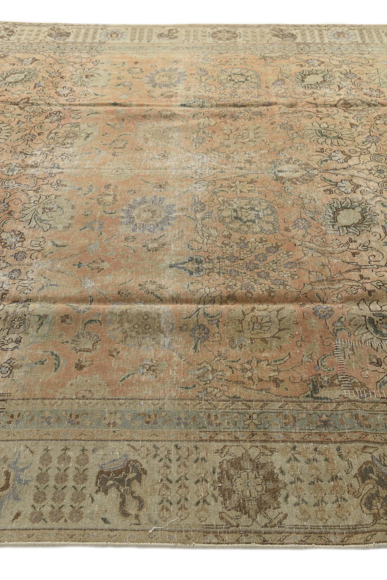 9' x 11' 10 Hand Knotted Ultra Vintage Persian Wool Rug