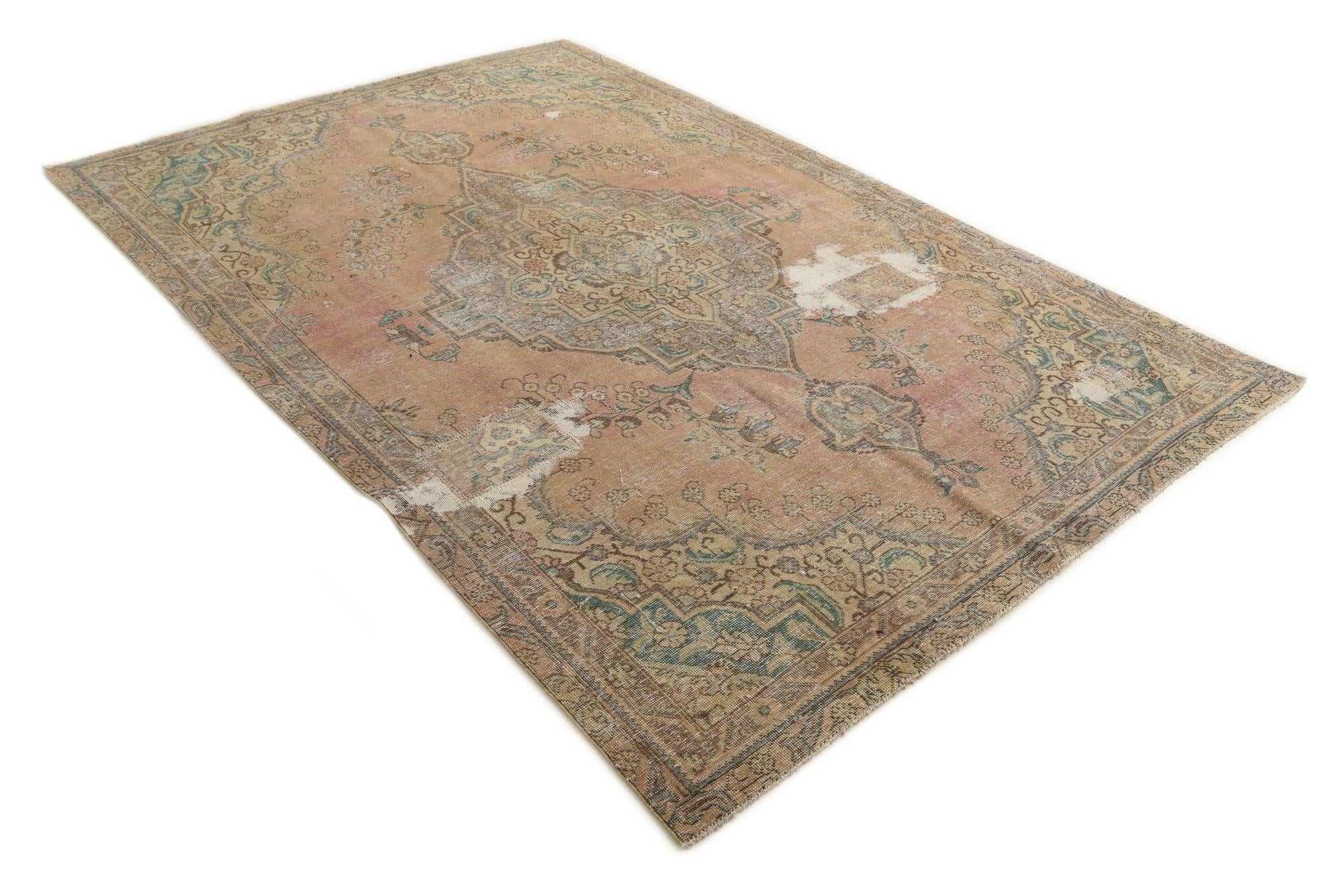 6' 7 x 9' 10 Hand Knotted Ultra Vintage Persian Wool Rug
