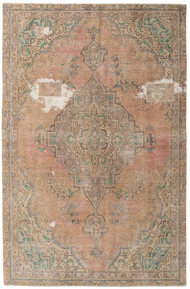6' 7 x 9' 10 Hand Knotted Ultra Vintage Persian Wool Rug