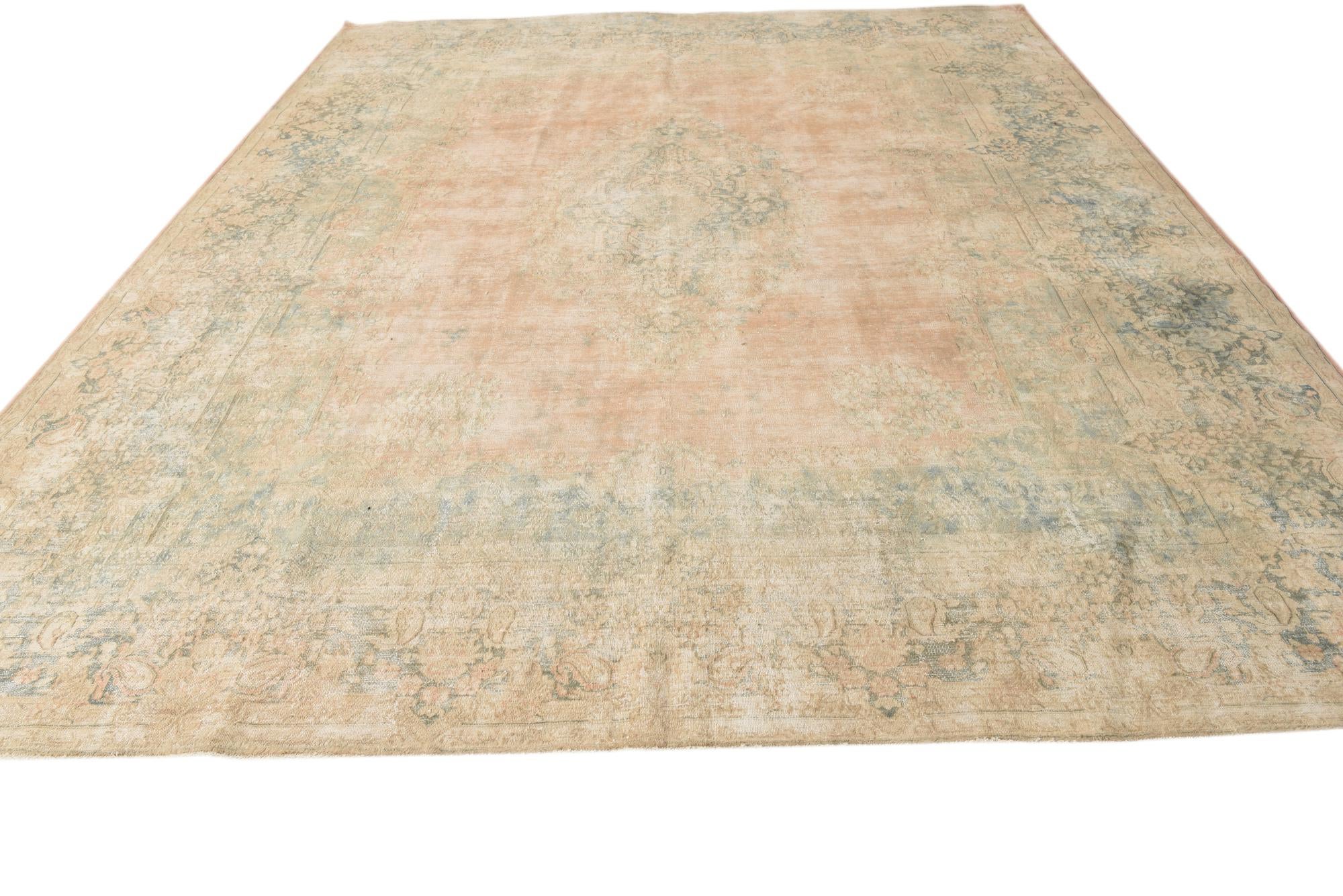 9' 10 x 13' Hand Knotted Ultra Vintage Persian Wool Rug