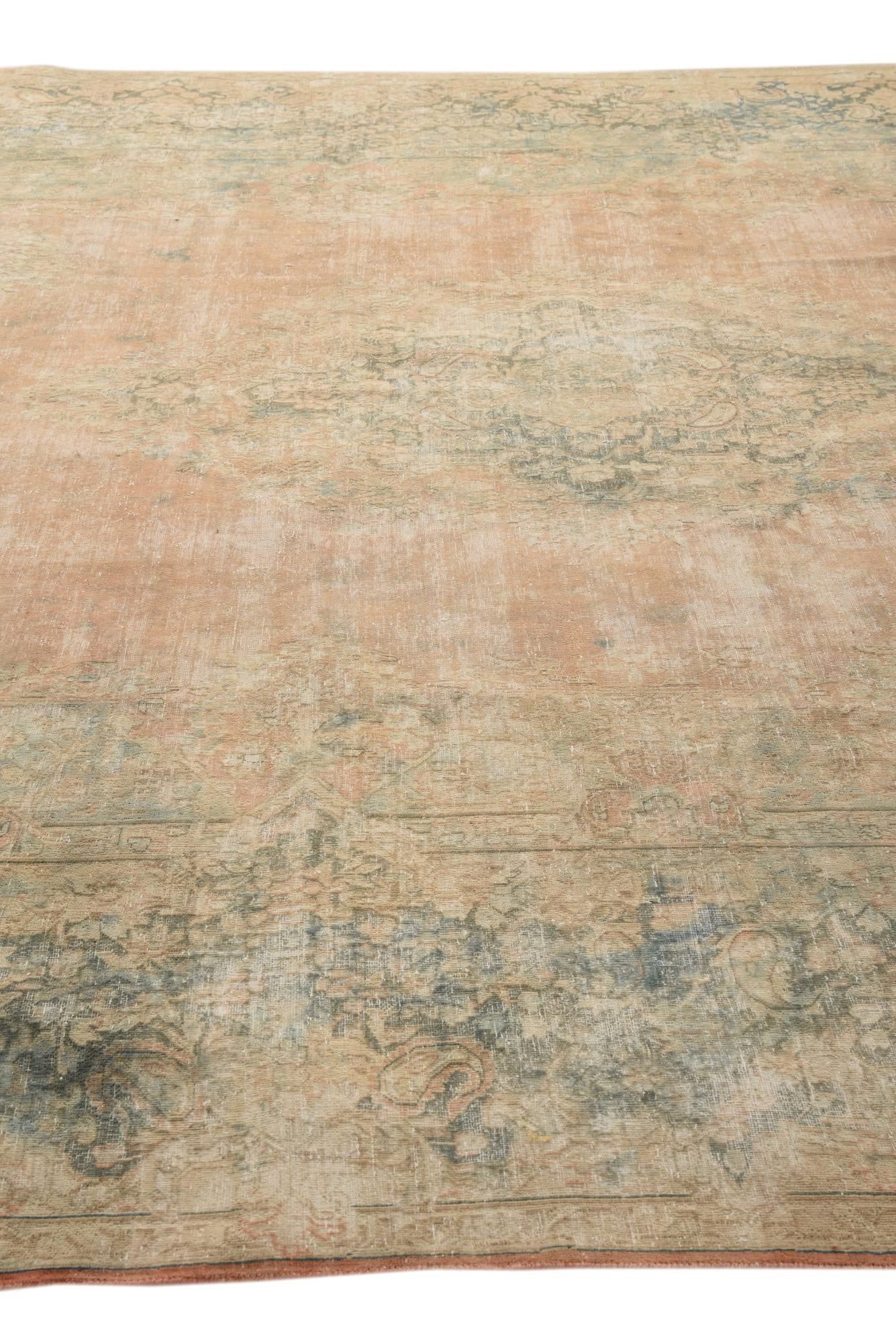 9' 10 x 13' Hand Knotted Ultra Vintage Persian Wool Rug