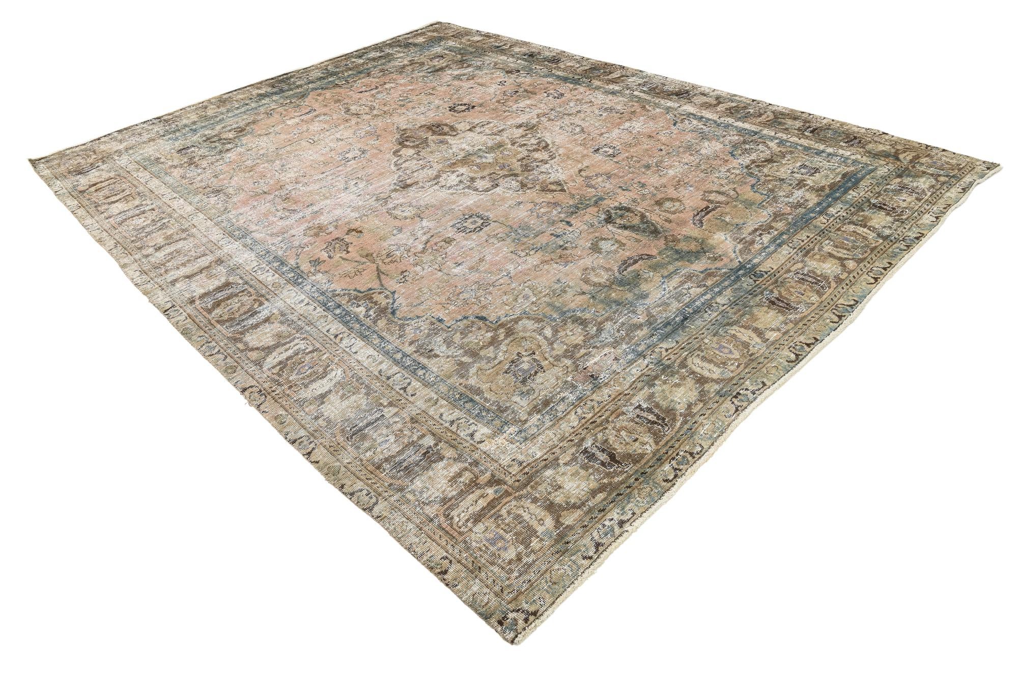 9' 10 x 12' 10 Hand Knotted Ultra Vintage Persian Wool Rug