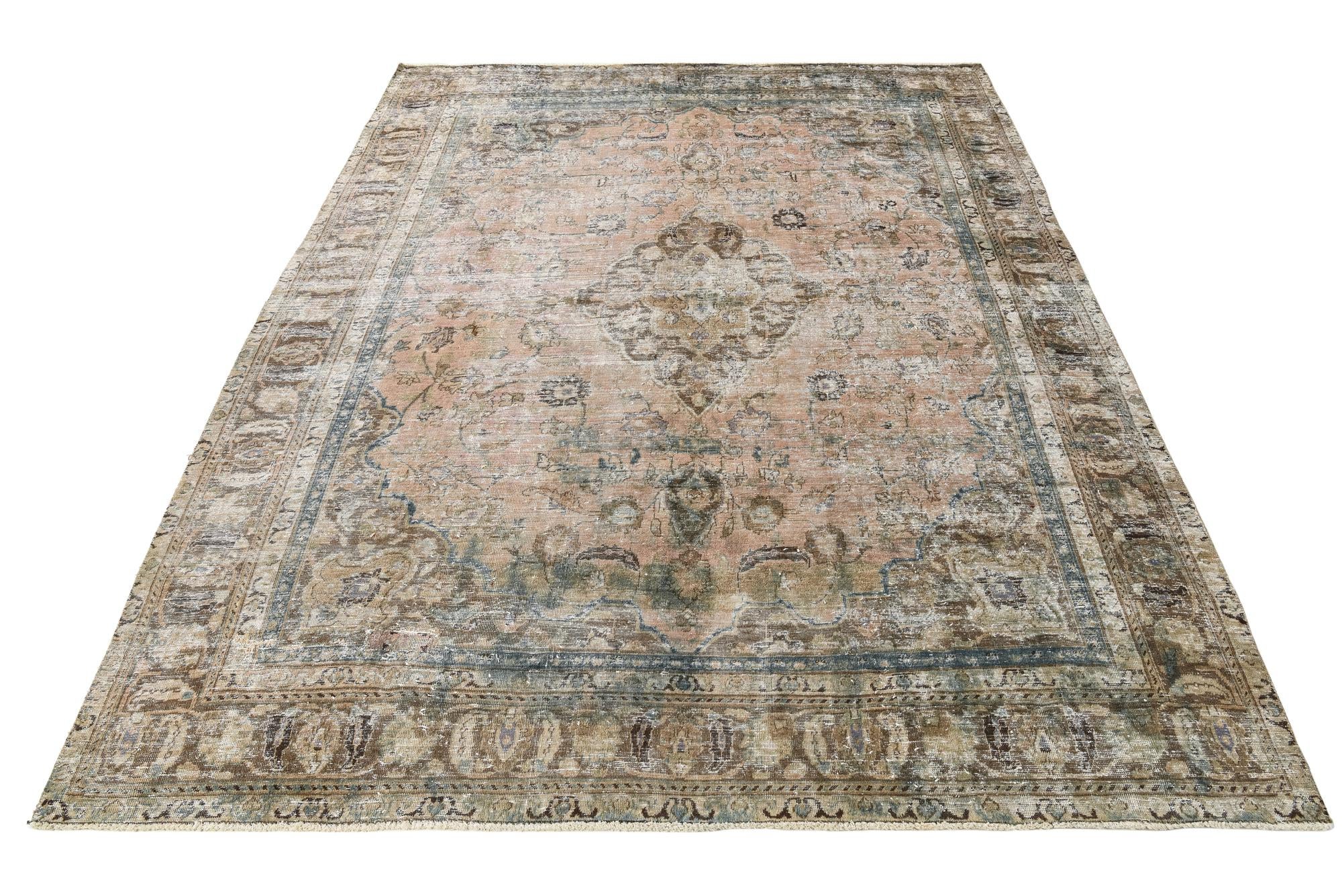 9' 10 x 12' 10 Hand Knotted Ultra Vintage Persian Wool Rug