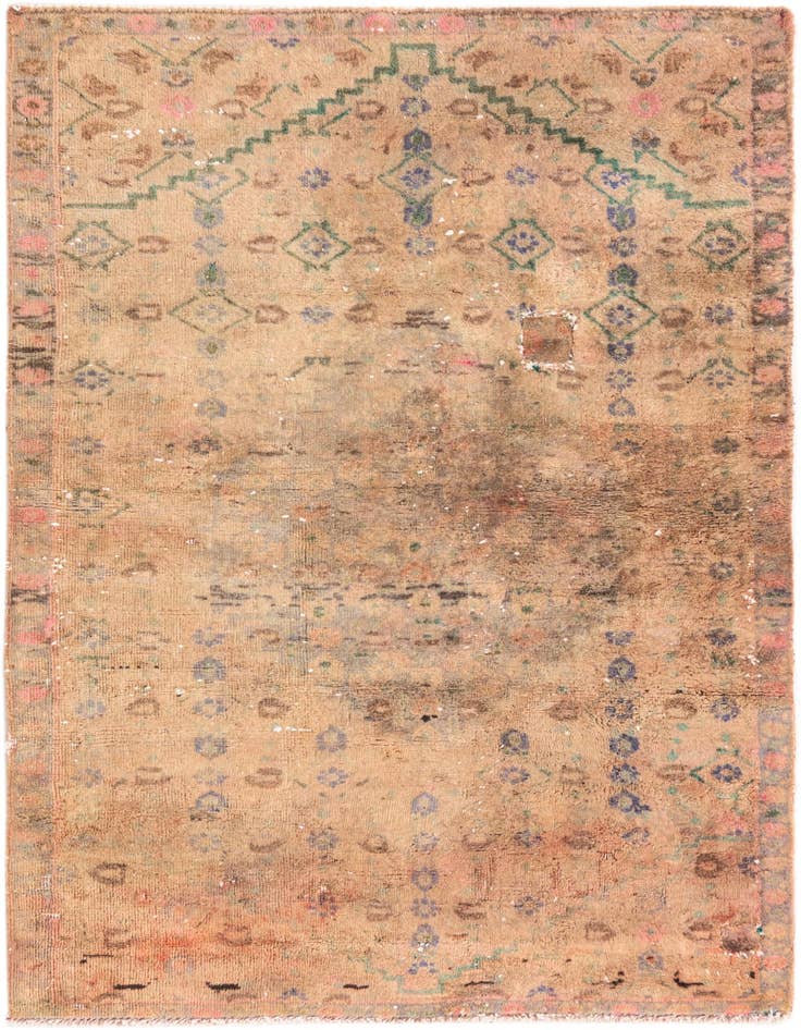 Detail image of 3' 1 x 4' 9 Hand Knotted Ultra Vintage Persian Wool Rug