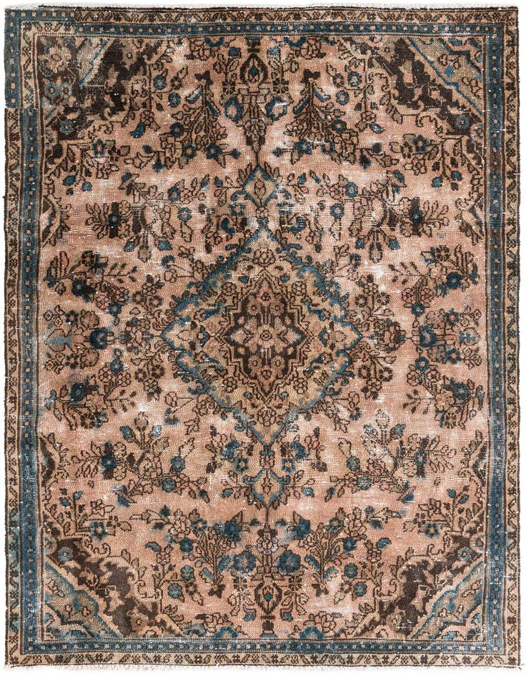 Detail image of 5' 3 x 8' 6 Hand Knotted Ultra Vintage Persian Wool Rug
