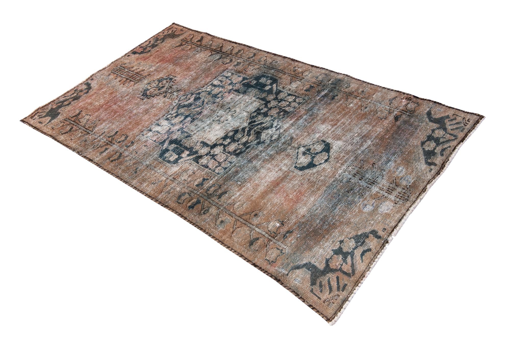 3' 6 x 6' Hand Knotted Ultra Vintage Persian Wool Rug